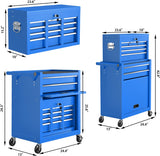 8-Drawer High Capacity Tool Chest with 4 Wheels,Lockable Rolling Tool Box and Tool Storage Cabinet,Removable Portable Set-Top Box Tool Organizer with Drawer for Garage Factory Workshop(Blue)