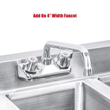 3 Compartment Stainless Steel Bar Sink with 10" L X 14" W X 10" D Bowl - Underbar Basin - NSF Certified - Double Drainboard, Faucet Included (Restaurant, Kitchen, Hotel, Bar)
