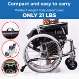 Lightweight Wheelchair 21Lbs Self-Propelled Magnesium Chair with Travel Bag and Cushion, Portable and Folding 17.5” W Seat, Brake, Anti-Tipper, Swing-Away Footrests, 220Lbs Weight Capacity