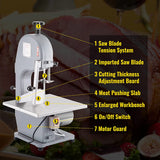 110V Bone Saw Machine, 850W Frozen Meat Cutter, 1.12HP Butcher Bandsaw, Thickness Range 4-180Mm, Max Cutting Height 200Mm,Work Table 14.5X15Inch, Sawing Speed 15M/S, Equipped with 3 Saw Blades