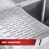 3 Compartment Stainless Steel Bar Sink with 10" L X 14" W X 10" D Bowl - Underbar Basin - NSF Certified - Double Drainboard, Faucet Included (Restaurant, Kitchen, Hotel, Bar)