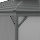Outsunny 10X10 Hardtop Gazebo with Aluminum Frame, Permanent Metal Roof Gazebo Canopy W/ Curtains & Netting for Garden, Patio, Backyard, Grey