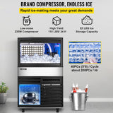 110V Commercial Ice Maker Machine 110LBS/24H with 39LBS Bin, LED Panel, Stainless Steel, Auto Clean, Include Water Filter, Scoop, Connection Hose, Professional Refrigeration Equipment