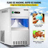 Commercial Snowflake Ice Maker, 55LBS/24H ETL Approved Food Grade Stainless Steel Flake Ice Machine Freestanding Commercial Ice Machine for Seafood Restaurant, Water Filter and Spoon Included