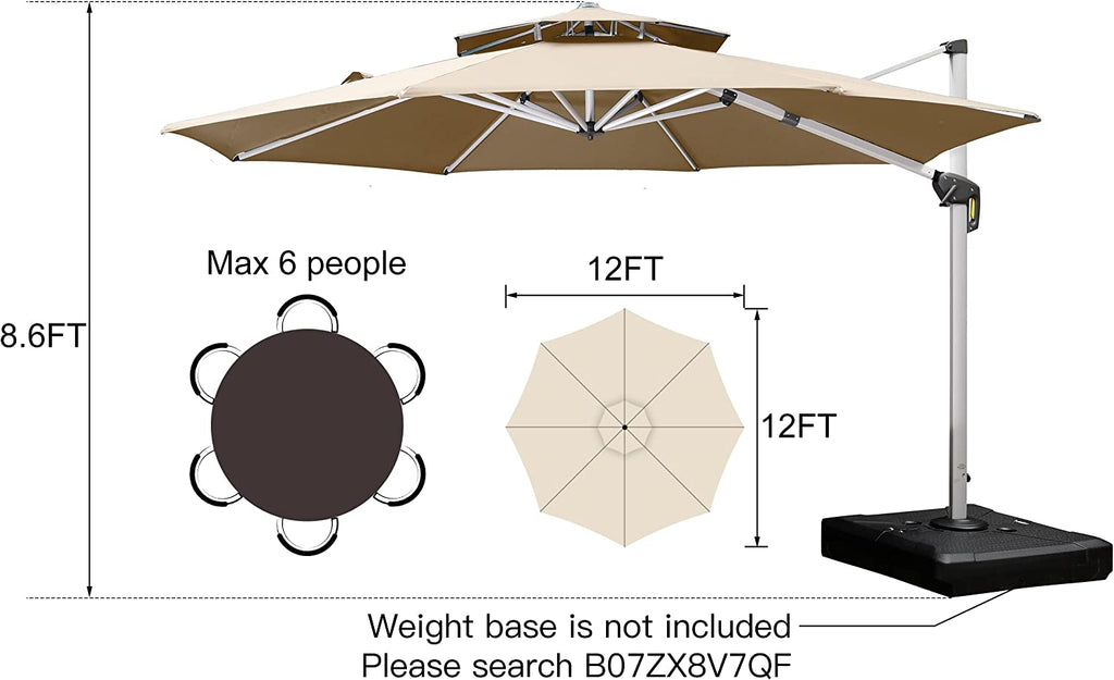 12 Feet Double Top round Deluxe Patio Umbrella Offset Hanging Umbrella – Discount Supplier Shop Nationwide USA 12 Feet Double Top round Deluxe Patio Umbrella Offset Hanging Umbrella – Discount Supplier Shop Nationwide USA