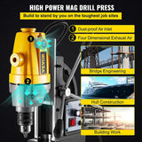 Mag Drill, 0-550 RPM Stepless Speed Electromagnetic Drill Press, 3.9" Depth 0.5" Dia Magnetic Core Drill, 1910Lbf Boring Tool Drill Press, 750W Drill Press, Yellow and Black Drill Machine