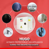 HUGO Battery Backup for Tankless Hot Water Heater & Gas Appliances - Backup Battery Power Supply with Flow & Temperature Sensors - IP54 Weatherproof, Waterproof, Anti-Freeze - Emergency Charging Unit