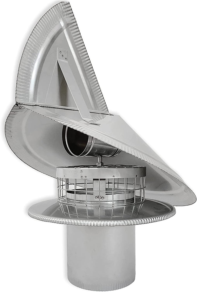 Wind Directional Chimney Cap, round Non Air Cooled 6" Inch Stainless Steel Cap, Windproof, USA Made