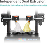 JG AURORA Artist-D Pro IDEX 3D Printer Independent Dual Extruder, Meanwell Power Supply TMC2209 Silent Driver Direct Feed Filament, Support PLA, TPU, PETG PVA, Print Size 11.81'' X11.81''X13.38''
