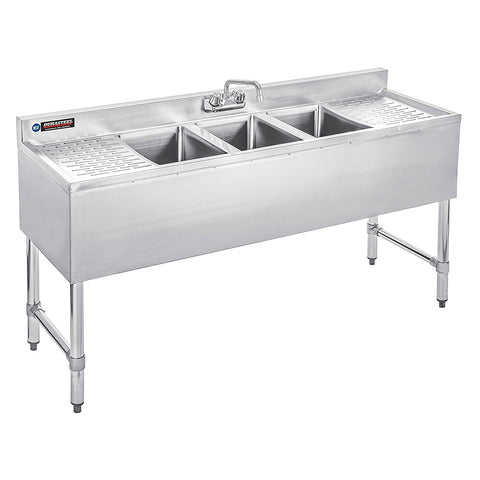3 Compartment Stainless Steel Bar Sink with 10