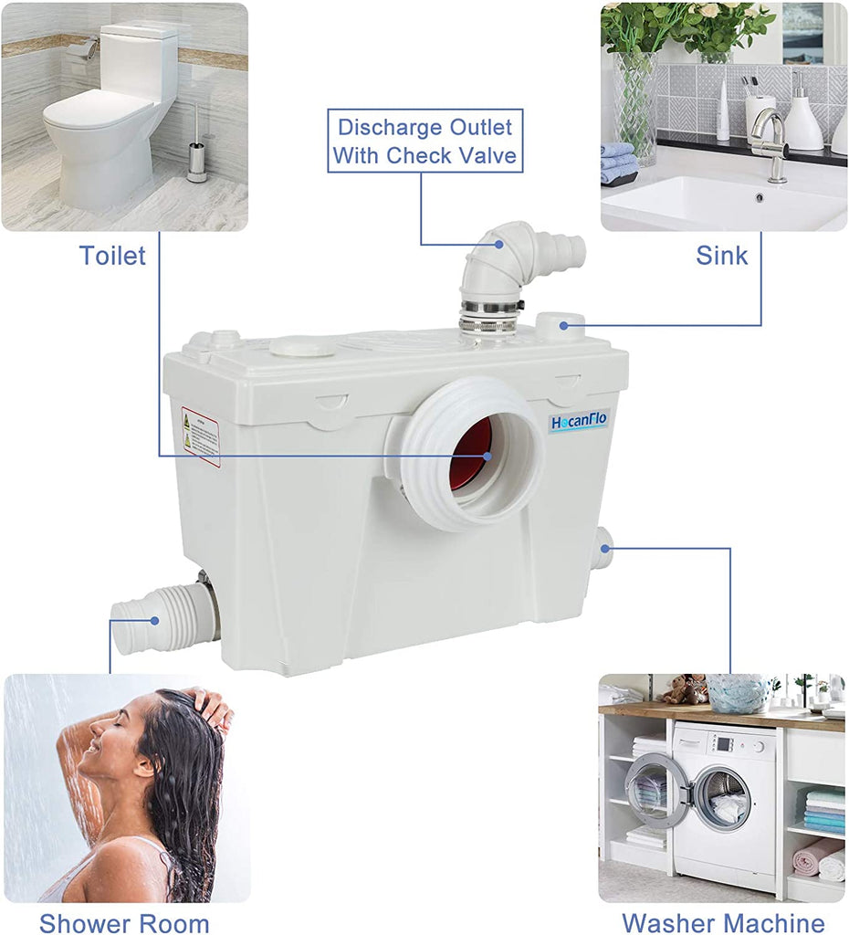 500W Macerating Toilet with Bidet Sprayer,Upflush Toilet for