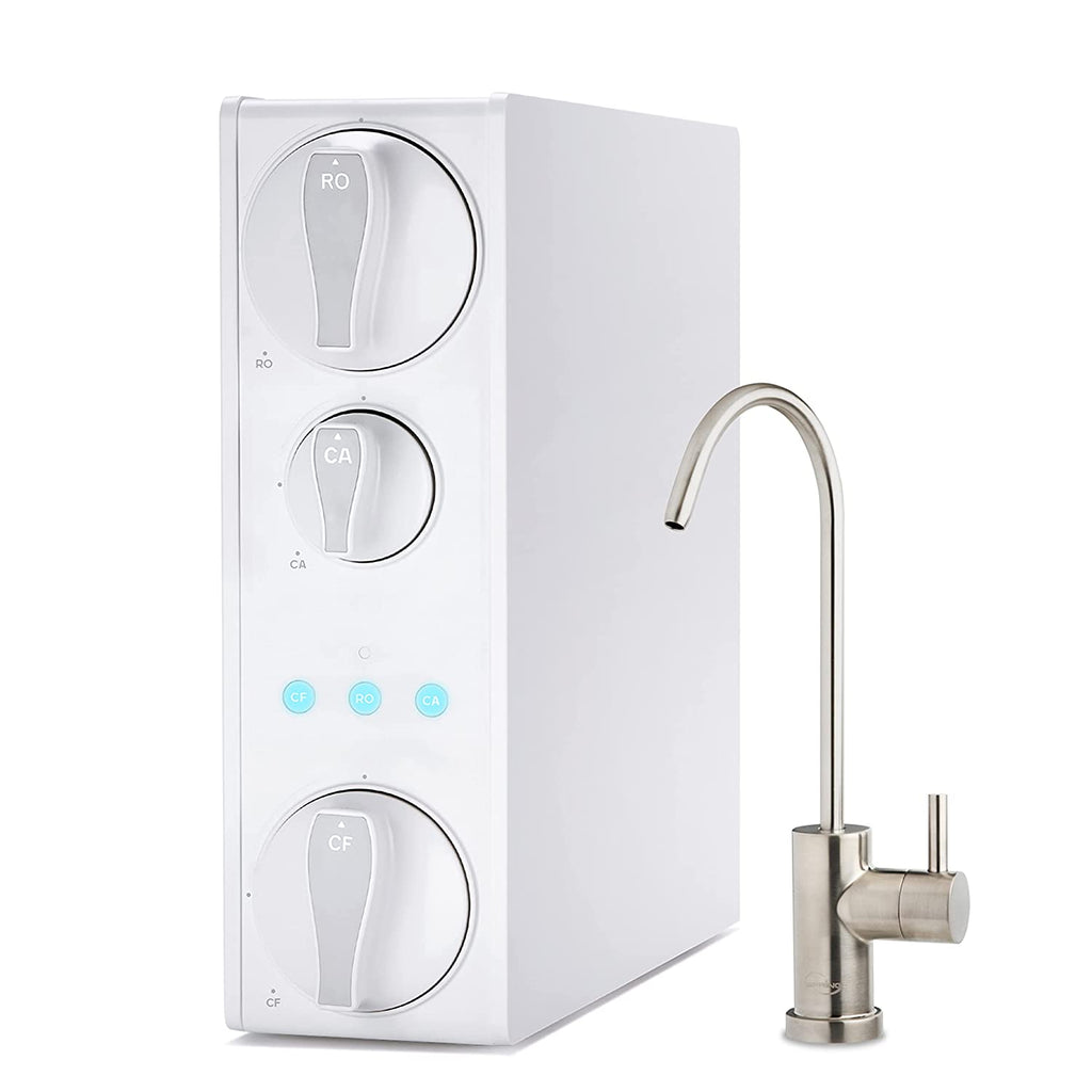 Ready Hot 41-RH-300-F560-BN Instant Hot Water Dispenser System, 2.5 Quarts,  Digital Display Dual Lever Hot and Cold Water Faucet Brushed Nickel