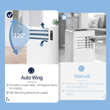 14000 BTU(ASHRAE)/10000 BTU(SACC) Wifi Enabled Portable Air Conditioner & Heater, Freestanding Electric Auto Swing Fan Dehumidifier AC Unit W/Remote Control Window Kit for Rooms up to 800 Sq.Ft