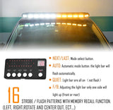 LE-JX Amber/White 48 Inch Roof Top LED Traffic Advisor Emergency Light Bar 16 Flash Mode Low Profile Hazard Warning Safety Strobe Lights Bar for Plow Tow Truck Vehicle (Yellow/White, 104 LED, 12-24V)