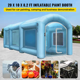 Inflatable Paint Booth, 20X10X 8.2 Ft Spray Paint Booth, High Powerful 750W+350W Blowers Inflatable Spray Booth with Air Filter System for Car Parking Tent Workstation（No Changing Room）