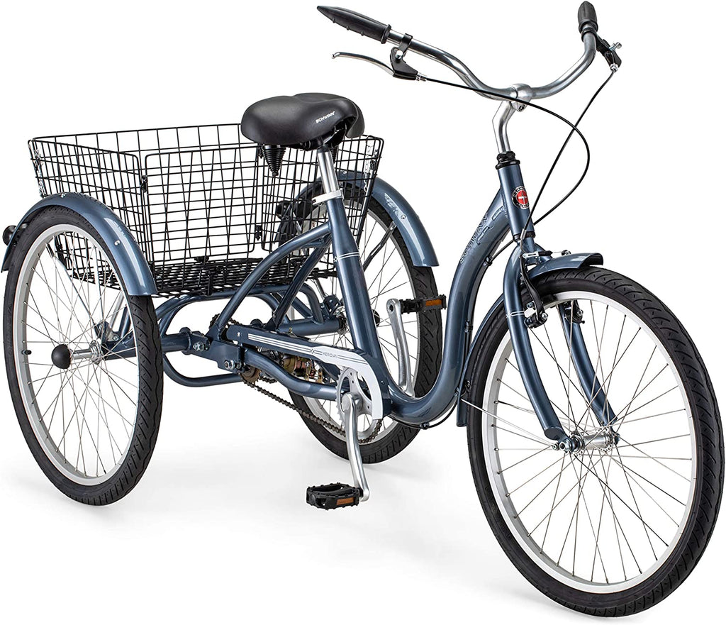 Schwinn Meridian Adult Tricycle Bike, Three Wheel Cruiser, 24-Inch