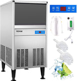 110V Commercial Ice Maker Machine 95LBS/24H ETL Approved Stainless Steel Ice Machine with 50LBS Bin, Auto Clean, Clear Cube, Air-Cooled, Include Water Filter and Drain Pump