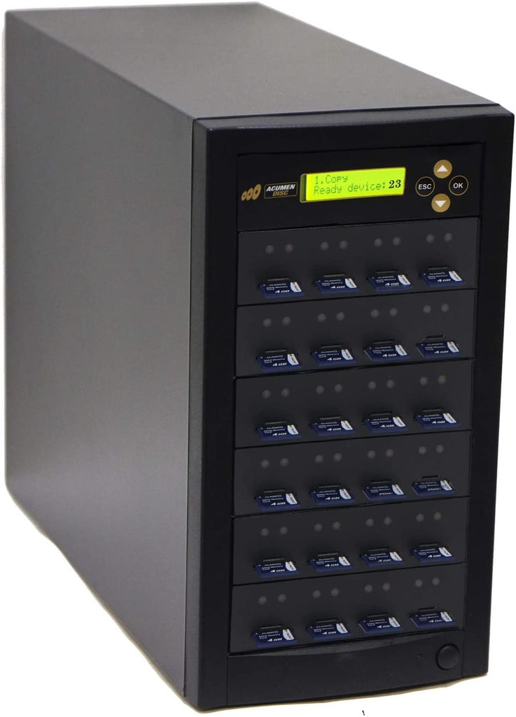 1 to 23 SD Duplicator - Multiple Secure Digital & Microsd SDHC SDXC Micro Flash Drive Memory Card Copier & Sanitizer (DOD Compliant) System - 35Mb per Seconds