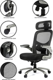 500 Lbs Rated Ergonomic Big and Tall Office Chair Flip-Up Arms, Mesh Office Chair, Swivel Office Chair with anti Scratch Wheels, Mesh Executive Chair (Black with Headrest)
