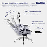 Nouhaus Rewind Ergonomic Office Chair with Footrest and Lumbar Support. Swivel Computer Chair, Rolling Home Office Desk Chairs with Wheels, Mesh High Back Task Chair, Comfortable Office Chair (Black)