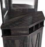 Charcoal Corner Bar Unit with Built-In Wine Rack and Lower Cabinet