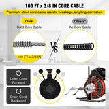 100FT X 3/8Inch Drain Cleaner Machine Auto Feed Fit 1"(25Mm) to 4"(100Mm) Pipes 370W Open Drain Cleaning Machine Portable Electric Drain Auger with Cutters Glove Sewer Snake