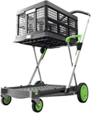 ® Multi Use Functional Collapsible Carts | Mobile Folding Trolley | Shopping Cart with Storage Crate | Platform Truck (Green)