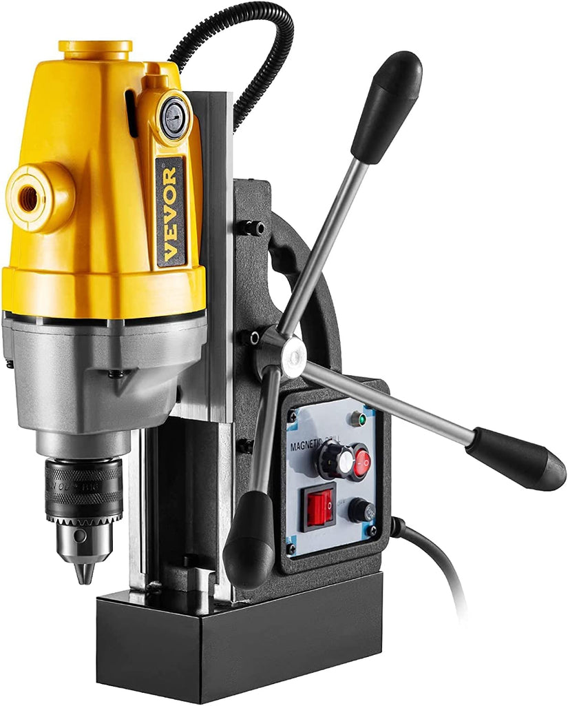 Mag Drill, 0-550 RPM Stepless Speed Electromagnetic Drill Press, 3.9" Depth 0.5" Dia Magnetic Core Drill, 1910Lbf Boring Tool Drill Press, 750W Drill Press, Yellow and Black Drill Machine