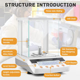 Digital Analytical Balance 0.1Mg High Precision Lab Scale CE Certificated Electronic Balance 0.0001G Scientific Laboratory Scale (220G, 0.1Mg)